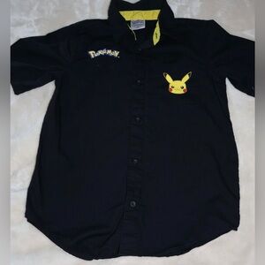 Black Pikachu button down shirt size Medium